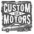 T-shirt typography design, retro car vector, printing graphics, typographic vector illustration, vintage car graphic design Royalty Free Stock Photo