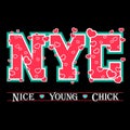 T shirt typography graphic New York chic hearts