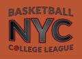 T shirt typography graphic New York city basketball orange