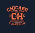 T-shirt typography print Chicago urban American theme serigraphy stencil cool design classic vintage template