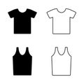 T-shirt vector icon set. Singlet illustration sign collection. clothes symbol.