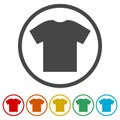 T-shirt vector icon, Vector Blank Tshirt Icon Symbol, 6 Colors Included