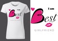 Woman T-shirt Design with Slogan Best Girlfriend