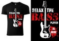 T-shirt with Musical Slogan and Bass Guitar Royalty Free Stock Photo