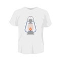 T-shirt white color mockup isolated from background with camping lamp colored