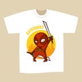 T-shirt White Print Design Superhero Ninja