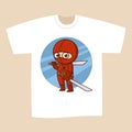 T-shirt White Print Design Superhero Ninja