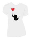 Woman t-shirt design, vector. Cute elephant silhouette holding a heart balloon. Cute baby elephant cartoon illustration Royalty Free Stock Photo