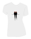 Birds couple silhouettes on wire, Vector. Woman t shirt design. Birds in love, cartoon illustration isolated on white background Royalty Free Stock Photo