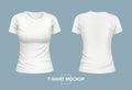 T-shirt woman mockup white color front and back illustrations Royalty Free Stock Photo