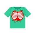 T-shirt zombie body. Ribs and blood. vector illustration