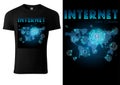 Black T-shirt Design with Blue Neon Internet