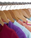 T shirts on cloth hangers Royalty Free Stock Photo