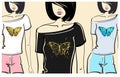 T-shirts Print Design with a Stylized Butterfly