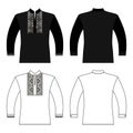 T Slavic shirt vyshivanka man template front, back views Royalty Free Stock Photo