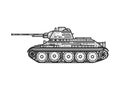 T-34 Soviet medium tank sketch vector illustration