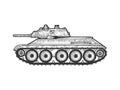 T-34 Soviet medium tank sketch vector illustration