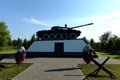T-55 tank in honor of the feat of the tank crew of Lieutenant Pavel Gudz, who destroyed 10 Nazi tanks in battle during the defense