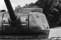 T34 tank in a selective front view