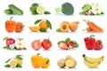 Fruit fruits and vegetables collection isolated apple orange lemon carrots colors tomatoes Royalty Free Stock Photo