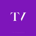 T and V letter. TV flat monogram. Optical illusion TV logo.