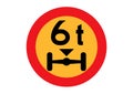 6t wheelbase road sign