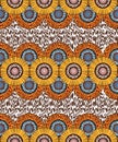 African Wax Print fabric, Ethnic handmade ornament for your design, Afro Ethnic flowers and tribal motifs geometric elements Royalty Free Stock Photo