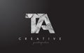 TA T A Letter Logo with Zebra Lines Texture Design Vector.