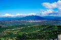 Taal crater lake seen from the slopes of the highly active taal volcano tagaytay in the philippines, Mountain park tagaytay. Royalty Free Stock Photo