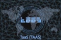 TaaS Abstract Cryptocurrency. With a dark background and a world map. Graphic concept for your design Royalty Free Stock Photo