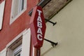 Tabac french Red brand logo and store tobacco text sign on shop retail in france