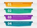 Tabbed labels. Color infographic banners leaflet template, infographics numbered ribbon tags with text. 3d info report Royalty Free Stock Photo