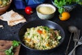 Tabbouleh healthy cous cous salad or side dish in bowl