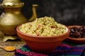 Tabbouleh on a set table