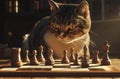Tabby Cat Observing A Chess Game In Progress Royalty Free Stock Photo