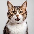 Tabby cat staring intensely looking directly to the camera. Royalty Free Stock Photo