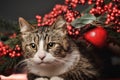 Tabby Christmas cat