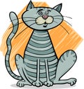 Tabby gray cat cartoon illustration