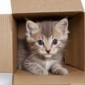 Tabby Kitten In A Cardboard Box