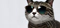 tabby kitten looking sideways wearing fashion sunglasses Royalty Free Stock Photo