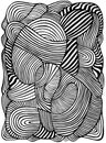 Tabby psychedelic coloring page. Fantastic art with decorative striped texture. Surreal doodle pattern. Black and white Royalty Free Stock Photo