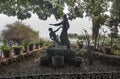 Tabgha. Israel. January 27, 2020: Bronze statue standing in the courtyard of the Church of the Primacy of St. Peter, located on