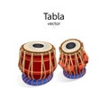 Tabla percussion oriental musical instrument. Double drum, the main percussion instrument of Indian classical music