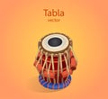 Tabla percussion oriental musical instrument. Double drum, the main percussion instrument of Indian classical music