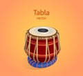 Tabla percussion oriental musical instrument. Double drum, the main percussion instrument of Indian classical music Royalty Free Stock Photo