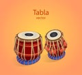 Tabla percussion oriental musical instrument. Double drum, the main percussion instrument of Indian classical music
