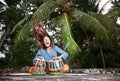 Tabla player with hair up