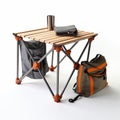 Naturecore Foldout Table With Backpack And Bag For Camping Royalty Free Stock Photo