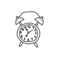 Table alarm clock with a dial. Vector doodle