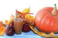 On the table are apples and pumpkins. Autumn still life. Autumn calendar Royalty Free Stock Photo